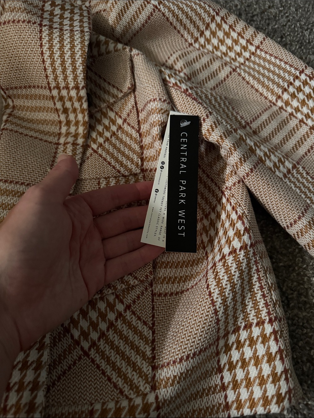 Plaid Hooded Jacket - Beige Plaid - Picture 2 of 2